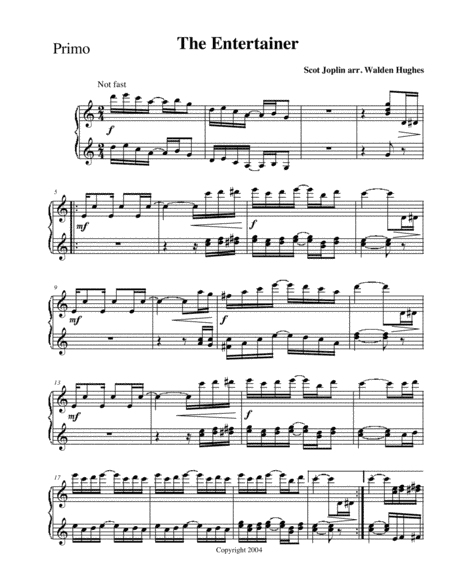 Joplin's Entertainer Piano Duet (1 Piano 4 Hands) (arr. Dr. Walden Hughes)