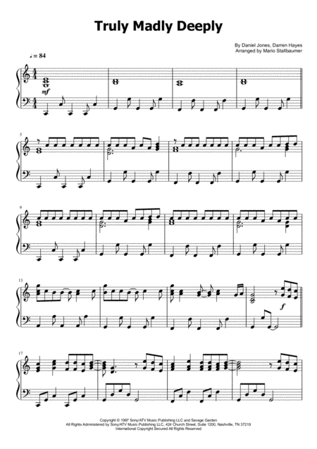 Truly, Madly, Deeply (arr. Mario Stallbaumer)