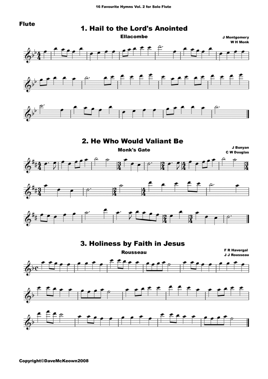 16 Favourite Hymns Vol.2 for solo Flute (arr. David McKeown)