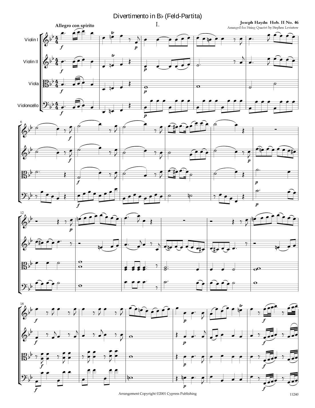 Feld-Partita in B-Flat (arr. Stephen Levintow)