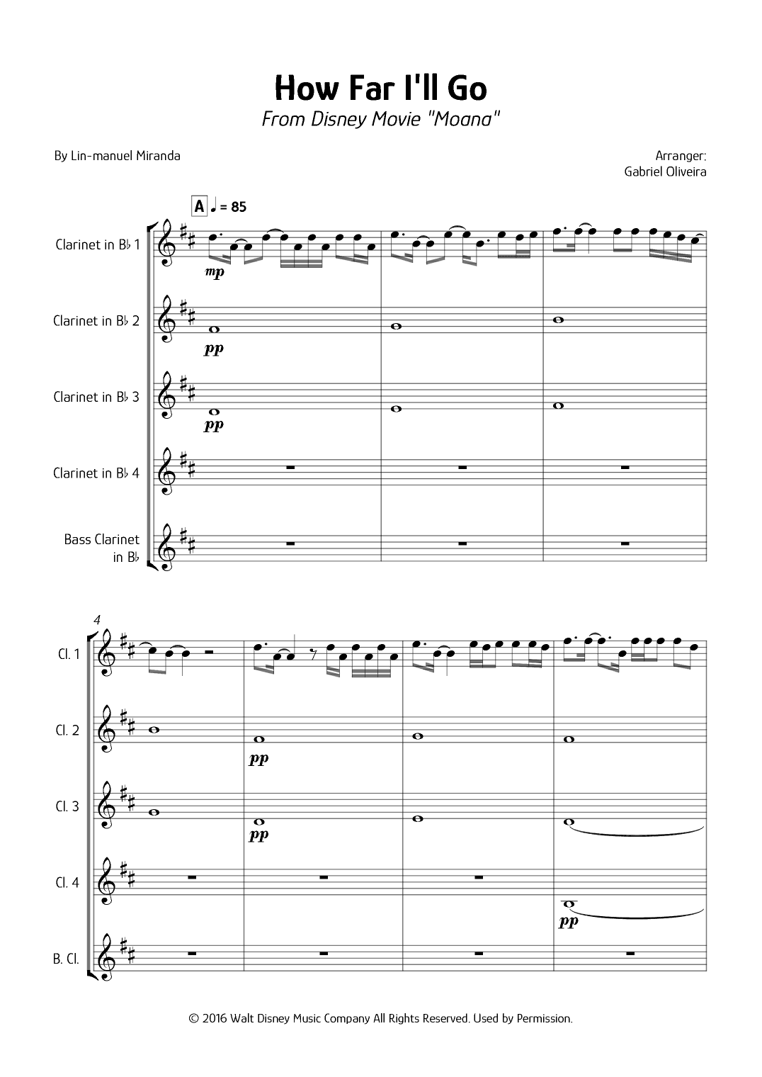 How Far I'll Go (arr. Gabriel Oliveira)