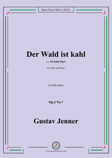Jenner-Der Wald ist kahl,in b flat minor,Op.2 No.7 (arr. OSM Press)