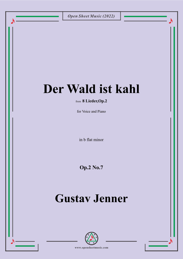 Jenner-Der Wald ist kahl,in b flat minor,Op.2 No.7 (arr. OSM Press)