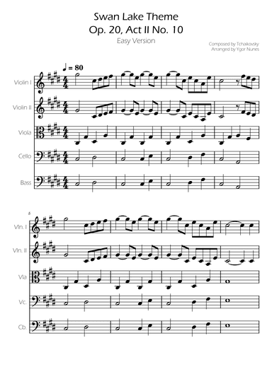 Swan Lake (theme) - Tchaikovsky - String Quintet (arr. Ygor Nunes)