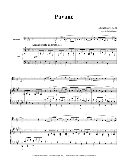 Pavane, Op. 50 for Trombone & Piano (arr. Sauer, Ralph)