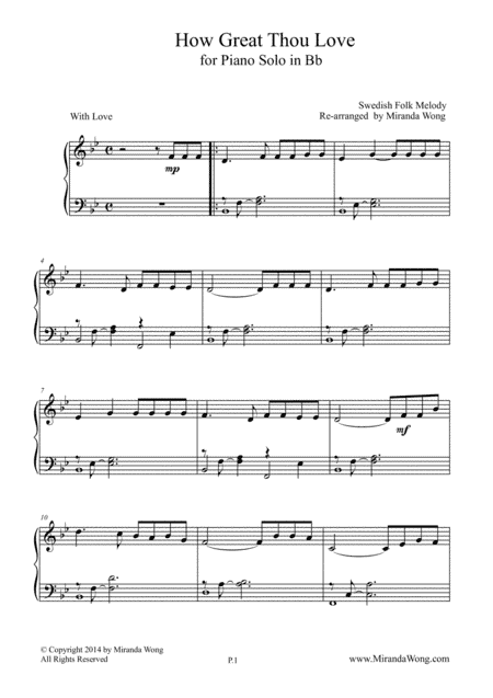 How Great Thou Love - Easy Piano Solo in Bb Key (Church Music) (arr. Miranda Wong)