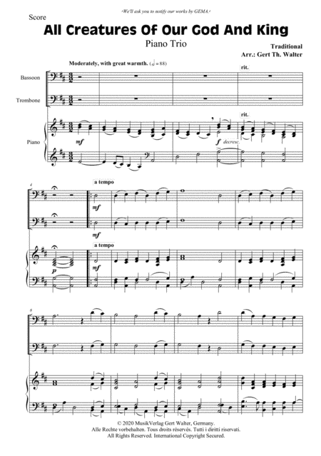 All Creatures Of Our God And King (arr. Gert Th. Walter)