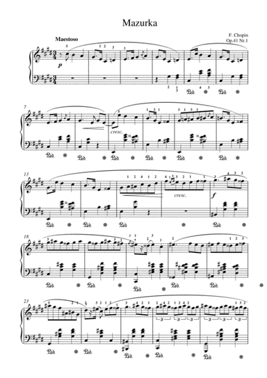 Chopin - Mazurka Op. 41 No.1 for piano solo (arr. MPS)