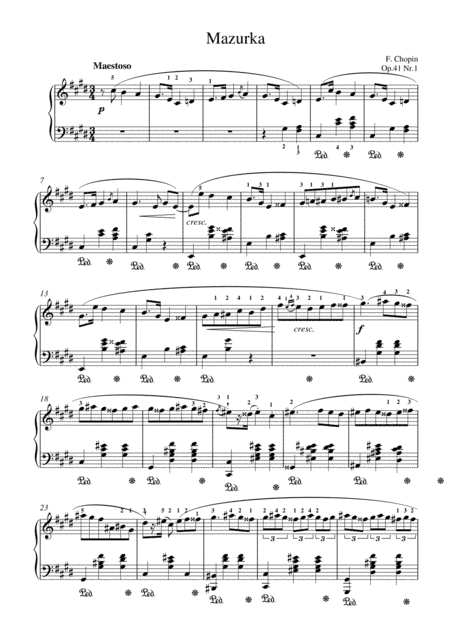 Chopin - Mazurka Op. 41 No.1 for piano solo (arr. MPS)