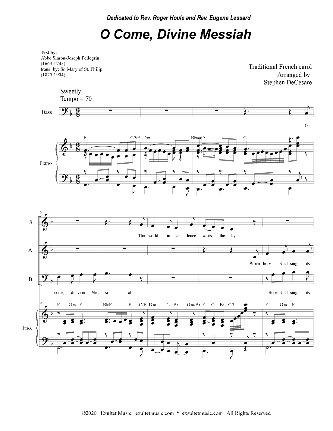 O Come, Divine Messiah (SAB) (arr. Stephen DeCesare)