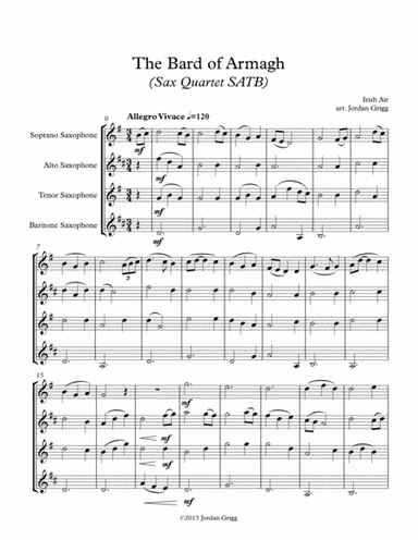 The Bard of Armagh (Sax Quartet SATB) (arr. Jordan Grigg)