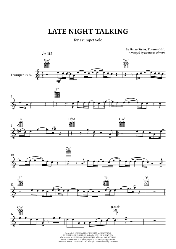 Late Night Talking (arr. Henrique Oliveira)