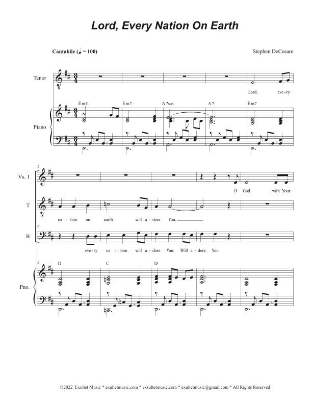Lord, Every Nation On Earth (2-part choir - (TB)