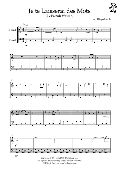 Je Te Laisserai Des Mots (arr. Thiago Joseph)