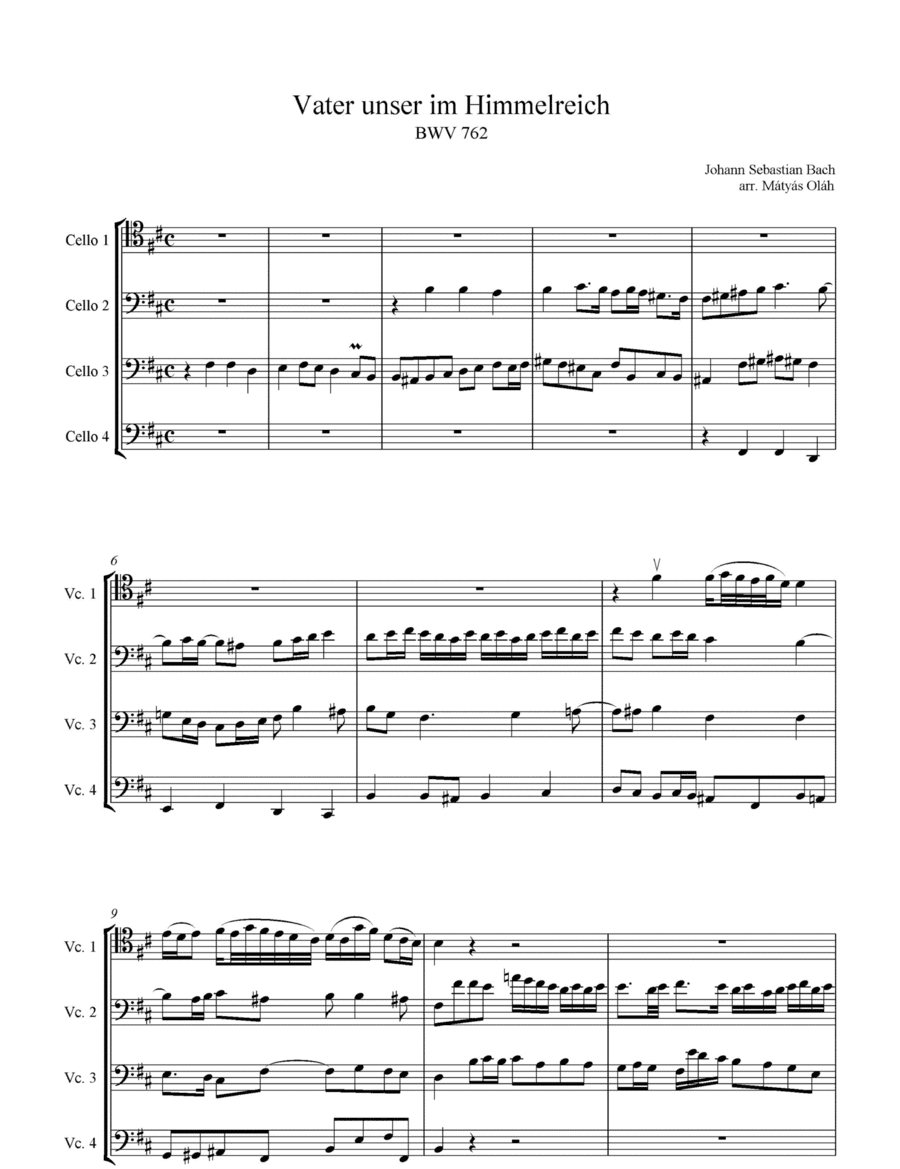 Vater unser im Himmelreich BWV 762 (arr. Matyas Olah)