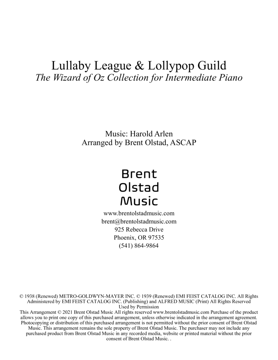 Lullaby League And Lollypop Guild (arr. Brent Olstad, ASCAP)