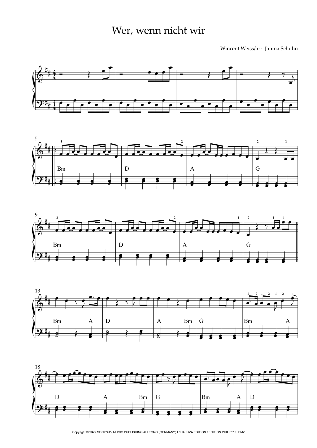 Wer Wenn Nicht Wir (arr. Janina Schülin)