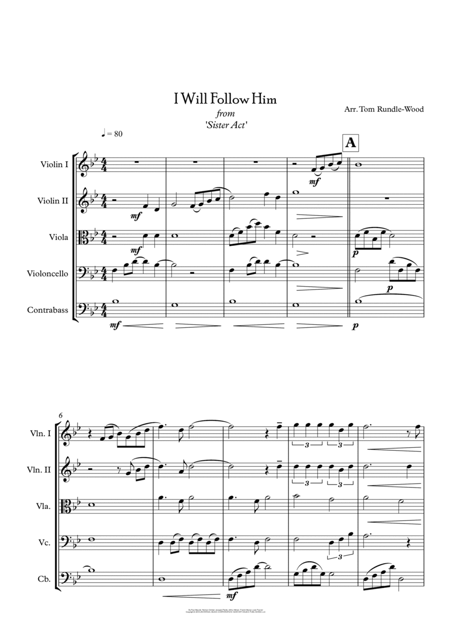 I Will Follow Him (i Will Follow You) (arr. Tom Rundle-Wood)