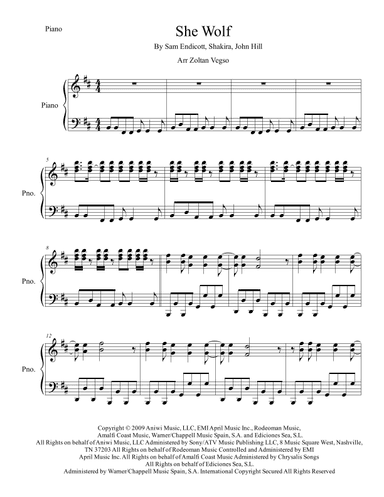 She Wolf (arr. Zoltan Vegso)