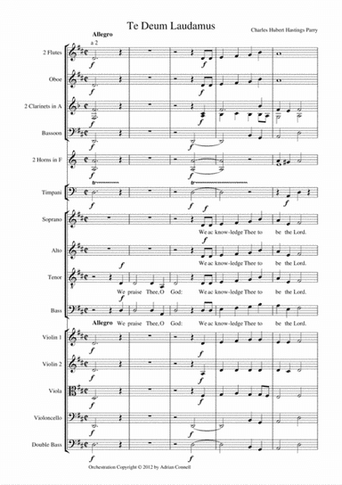 Parry - Te Deum Orchestrated by Adrian Connell - Full Score (arr. Adrian Connell)