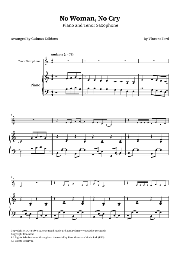No Woman No Cry (arr. Guima's Editions)