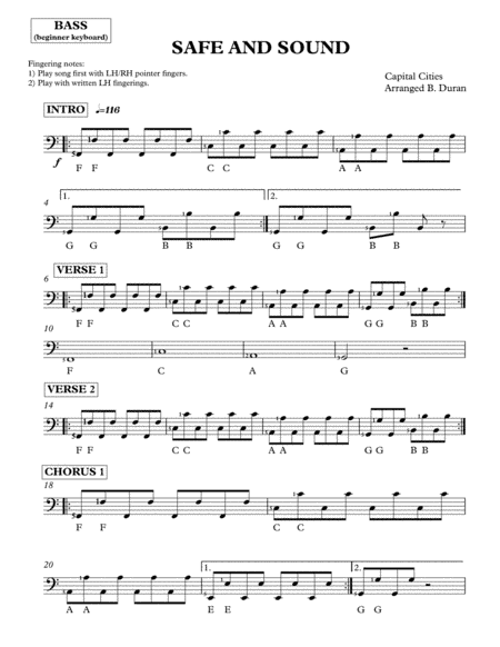 Safe And Sound (arr. Brian Duran)