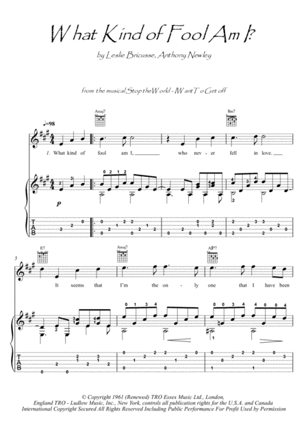 What Kind Of Fool Am I? (arr. PianoSheetNow)