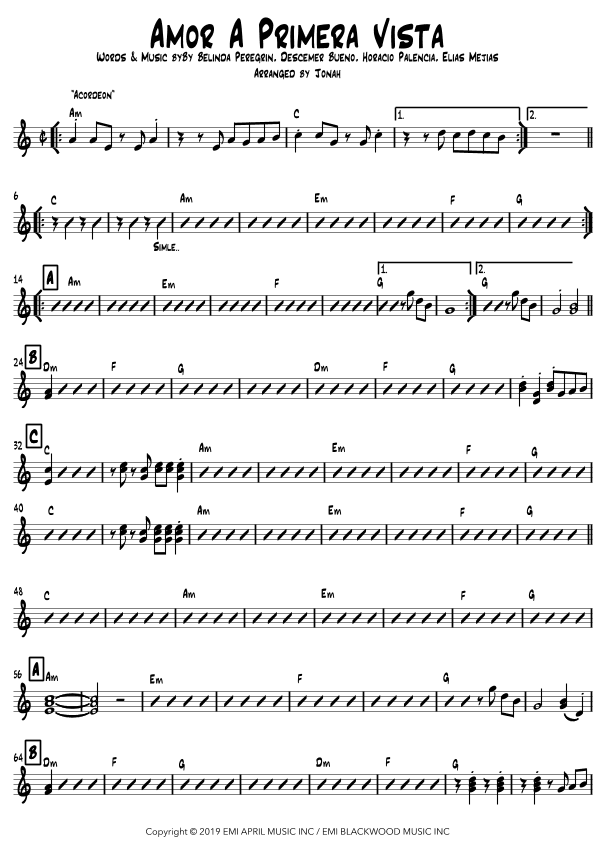 Amor A Primera Vista (arr. Jonah Oliva)