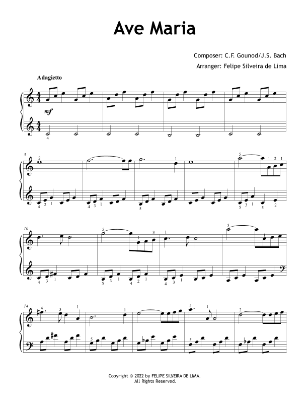 Ave Maria (Easy/Basic Level) (arr. Felipe Silveira de Lima)