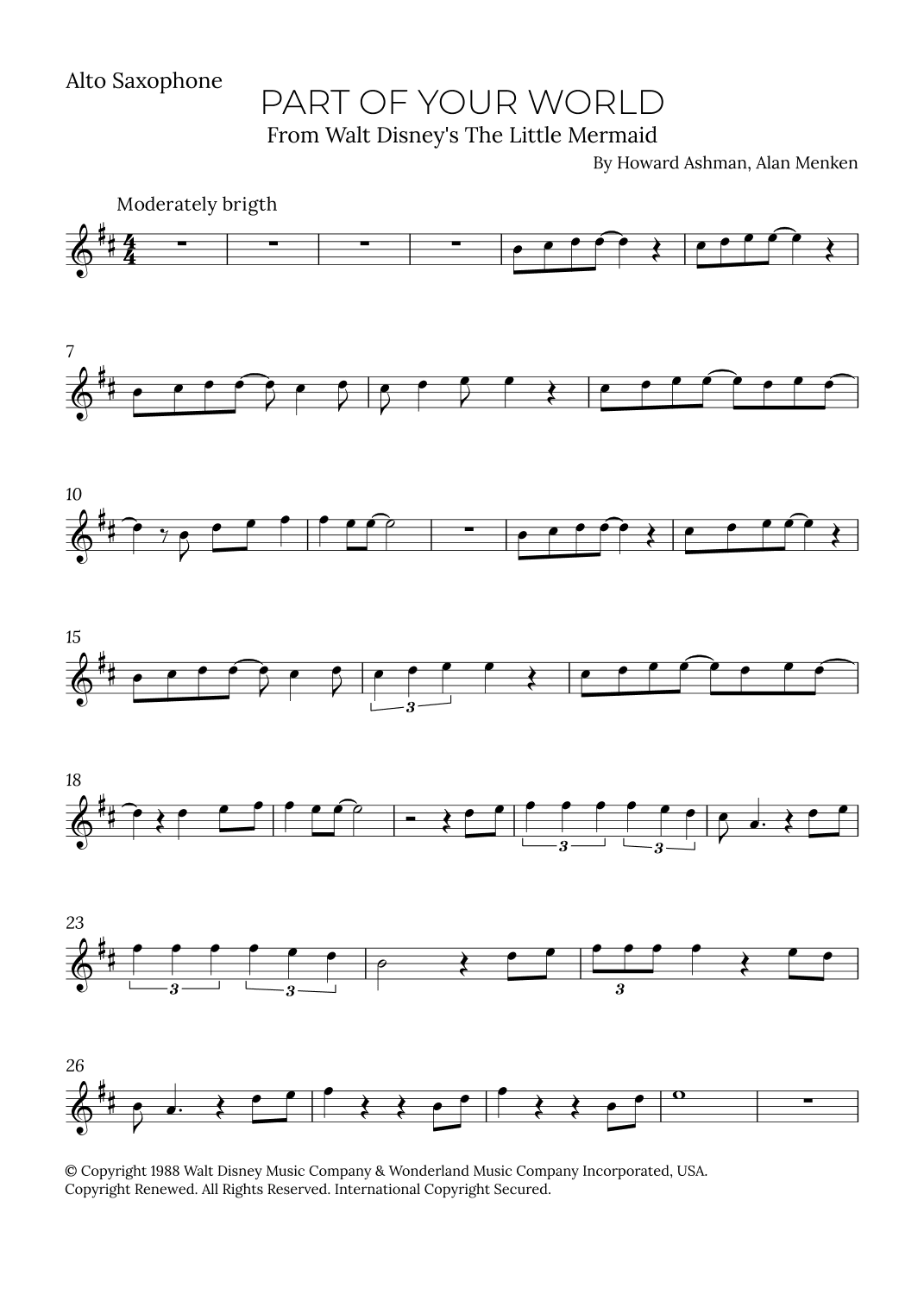Part Of Your World (reprise) (arr. Alex Nunes Rodrigues)