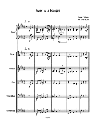 Away in a Manger (String Quintet) with optional piano accompaniment (arr. Dave Slack)
