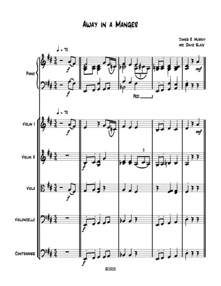 Away in a Manger (String Quintet) with optional piano accompaniment (arr. Dave Slack)
