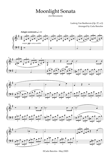 Moonlight Sonata (Beethoven) E minor - Piano (arr. Cadu Barcelos)
