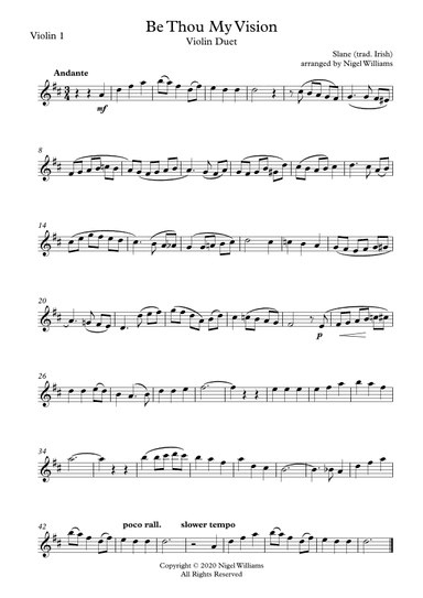 Slane (Be Thou My Vision), for Violin Duet (arr. Nigel Williams)