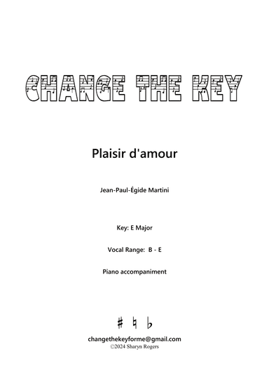Plaisir d'amour - E Major (arr. Sharyn Rogers)