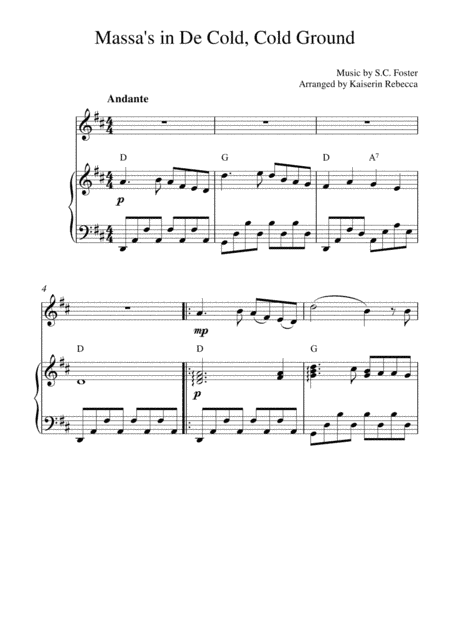 Massa's in De Cold, Cold Ground (arr. Kaiserin Rebecca)