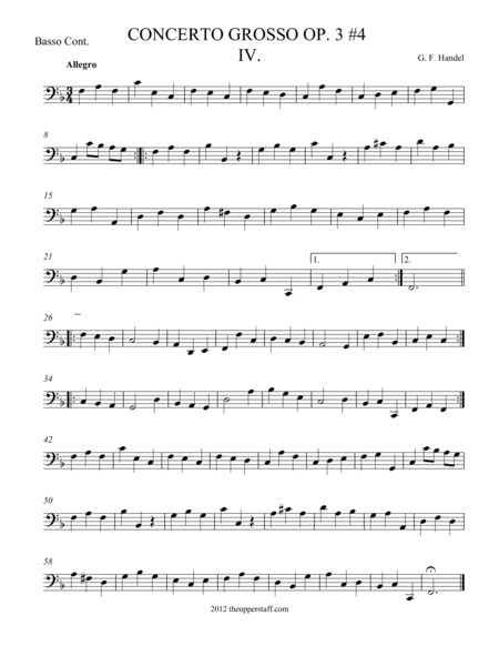 Concerto Grosso Op. 3 #4 Movement IV. (arr. theupperstaff.com)