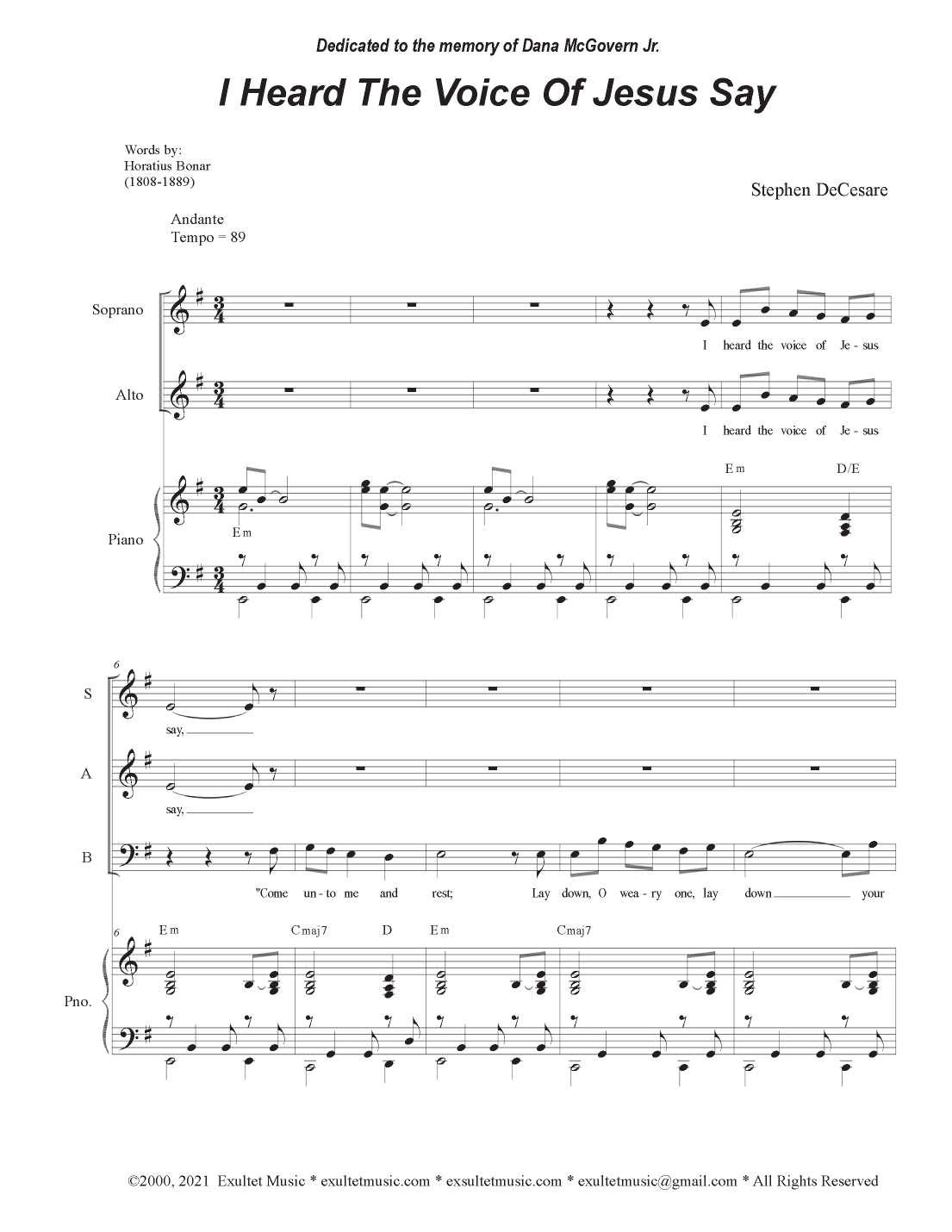 I Heard The Voice Of Jesus Say (Vocal Trio - (SAB)