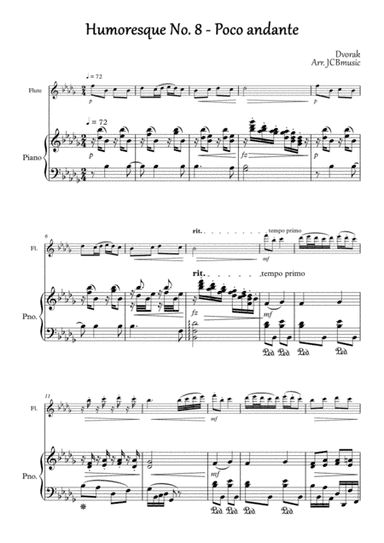 Humoresque No.8, A.Dvorak (flute and piano) (arr. Rachel Brown, JCBmusic)