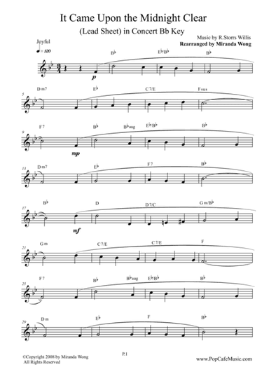 It Came Upon the Midnight Clear - Tenor Saxophone Key + Concert Key (arr. Miranda Wong)