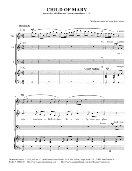 Child of Mary - SATB choral anthem