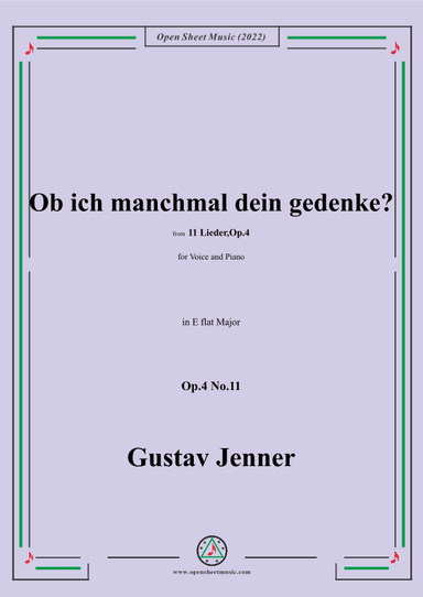 Jenner-Ob ich manchmal dein gedenke?,in E flat Major,Op.4 No.11 (arr. OSM Press)