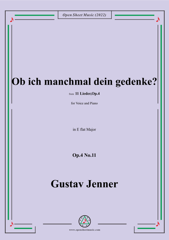 Jenner-Ob ich manchmal dein gedenke?,in E flat Major,Op.4 No.11 (arr. OSM Press)