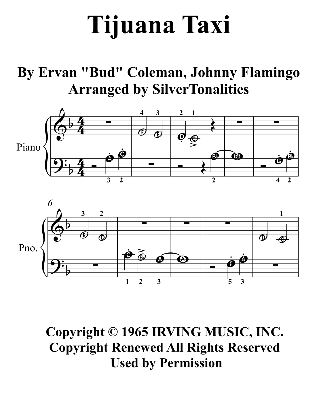 Tijuana Taxi (arr. SilverTonalities)