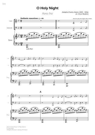 O Holy Night - Piano Trio (Full Score) - Score Only (arr. César Madeira)