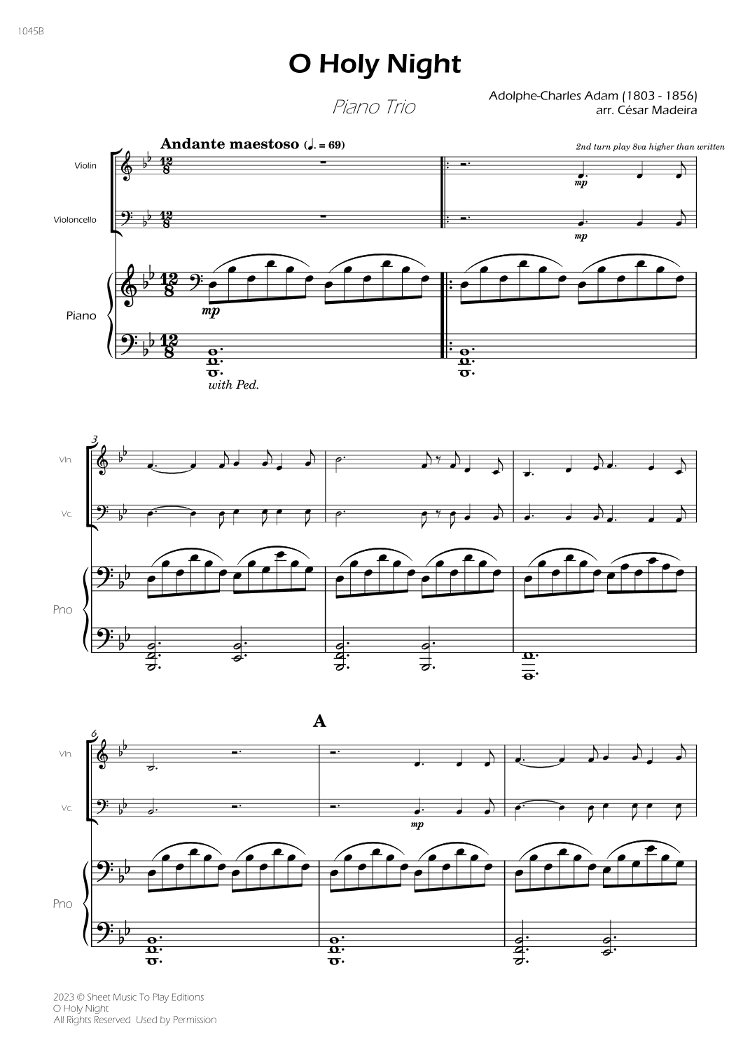 O Holy Night - Piano Trio (Full Score) - Score Only (arr. César Madeira)