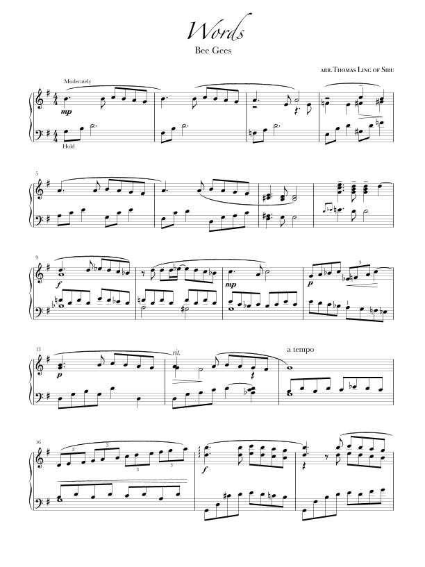 Words (arr. Thomas Ling Swee Chin)