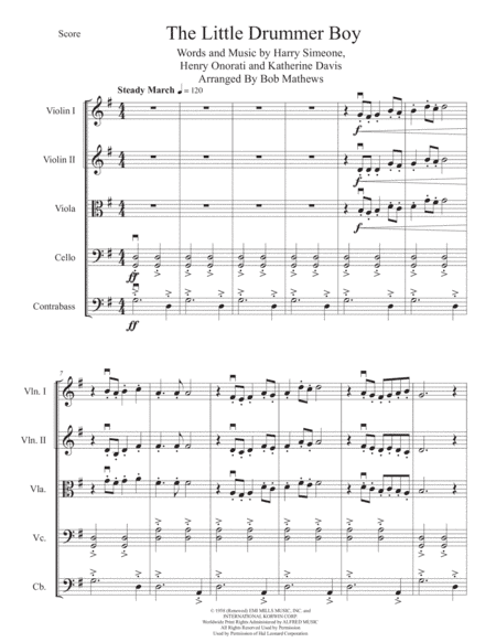 The Little Drummer Boy (arr. bobsorchestramusic.com)