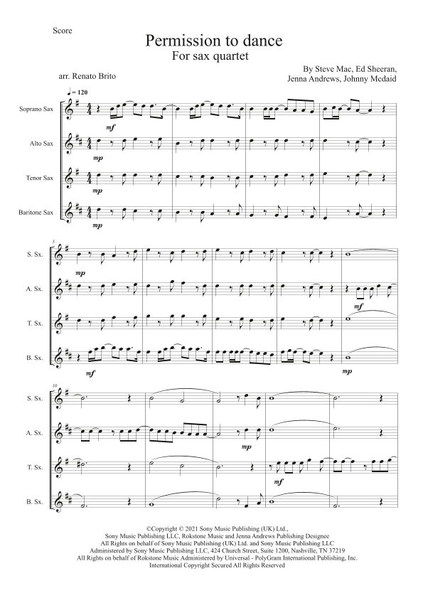 Permission To Dance (arr. Renato Brito)