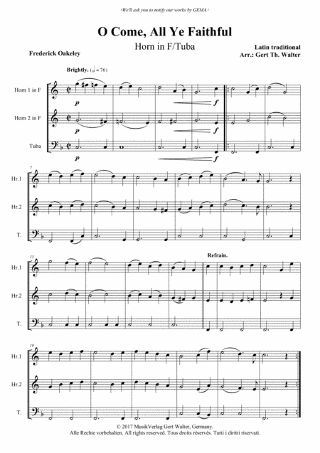 O Come, All Ye Faithful (arr. Gert Th. Walter)